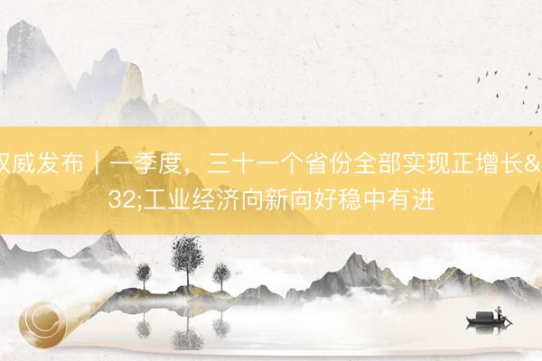权威发布｜一季度，三十一个省份全部实现正增长 工业经济向新向好稳中有进