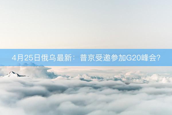 4月25日俄乌最新：普京受邀参加G20峰会？