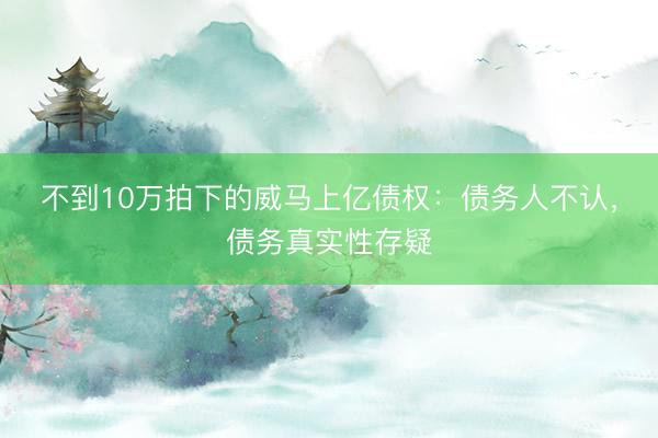 不到10万拍下的威马上亿债权：债务人不认，债务真实性存疑