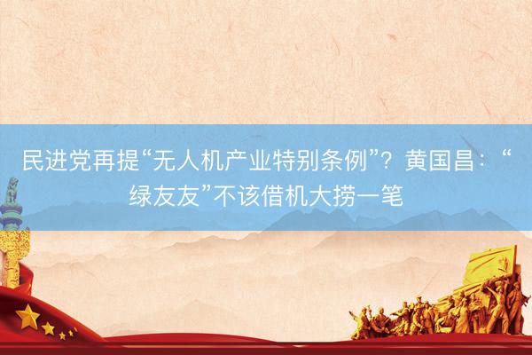 民进党再提“无人机产业特别条例”？黄国昌：“绿友友”不该借机大捞一笔