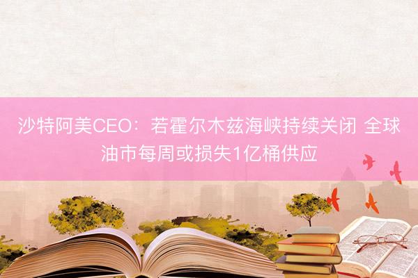 沙特阿美CEO：若霍尔木兹海峡持续关闭 全球油市每周或损失1亿桶供应