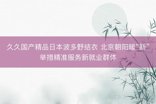 久久国产精品日本波多野结衣 北京朝阳暖“新”举措精准服务新就业群体
