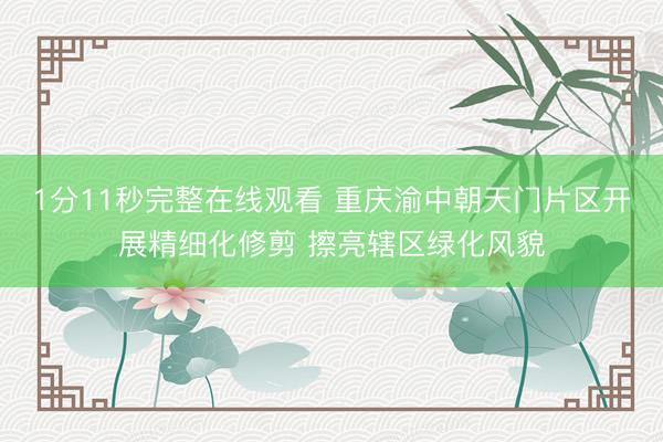 1分11秒完整在线观看 重庆渝中朝天门片区开展精细化修剪 擦亮辖区绿化风貌