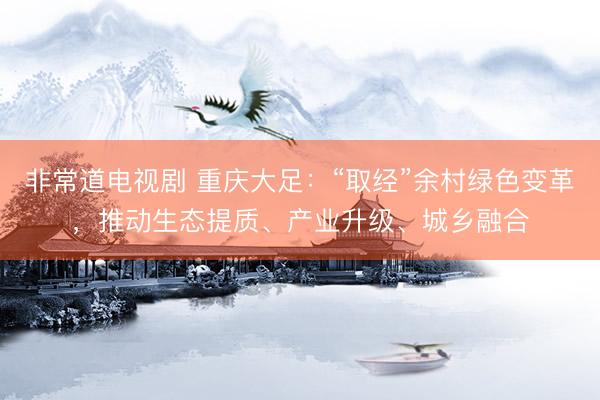 非常道电视剧 重庆大足：“取经”余村绿色变革，推动生态提质、产业升级、城乡融合