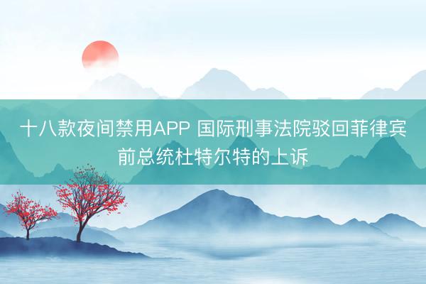 十八款夜间禁用APP 国际刑事法院驳回菲律宾前总统杜特尔特的上诉