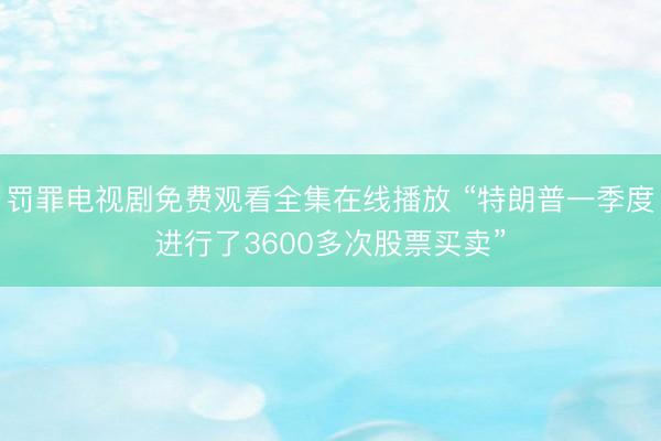 罚罪电视剧免费观看全集在线播放 “特朗普一季度进行了3600多次股票买卖”