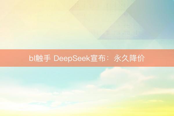 bl触手 DeepSeek宣布：永久降价