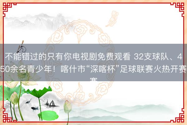 不能错过的只有你电视剧免费观看 32支球队、450余名青少年！喀什市“深喀杯”足球联赛火热开赛