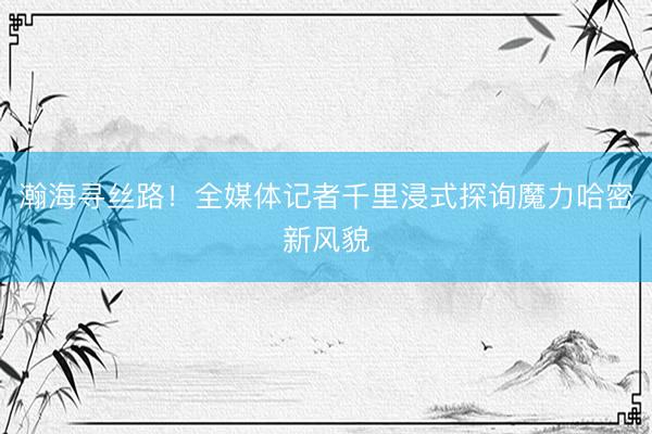 瀚海寻丝路！全媒体记者千里浸式探询魔力哈密新风貌