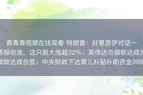 青青青视频在线观看 特朗普：好意思伊对话一直在抓续进行；好意思股收涨，这只股大涨超32%；英伟达与微软达成合营；中央财政下达育儿补贴补助资金999亿元丨每经早参
