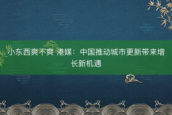 小东西爽不爽 港媒：中国推动城市更新带来增长新机遇