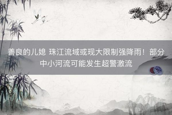 善良的儿媳 珠江流域或现大限制强降雨!部分中小河流可能发生超警激流