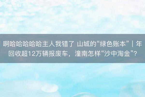 啊哈哈哈哈哈主人我错了 山城的“绿色账本”|年回收超12万辆报废车,潼南怎样“沙中淘金”?