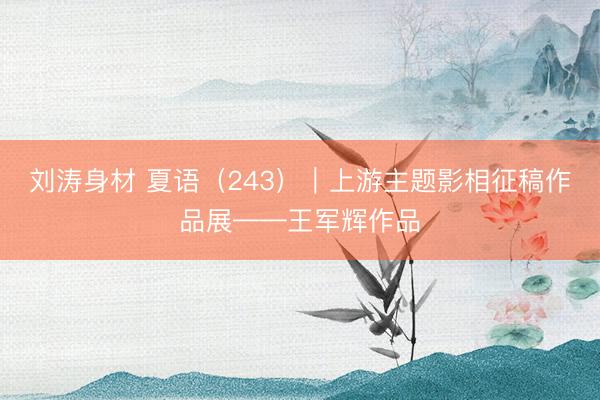 刘涛身材 夏语（243）｜上游主题影相征稿作品展——王军辉作品