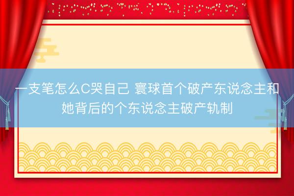 一支笔怎么C哭自己 寰球首个破产东说念主和她背后的个东说念主破产轨制