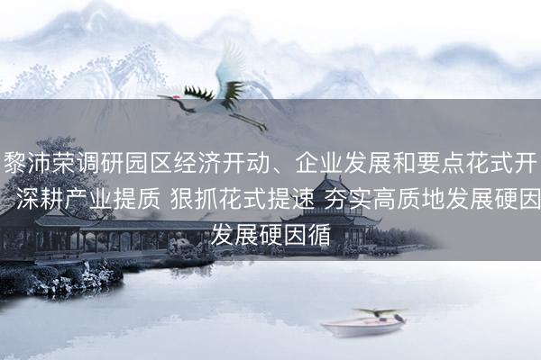 黎沛荣调研园区经济开动、企业发展和要点花式开发  深耕产业提质 狠抓花式提速 夯实高质地发展硬因循