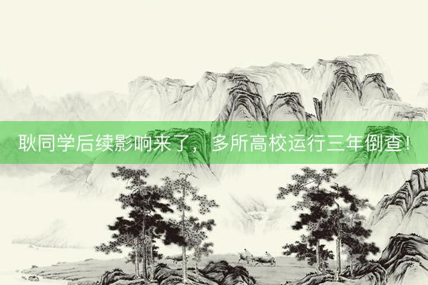 耿同学后续影响来了,多所高校运行三年倒查!